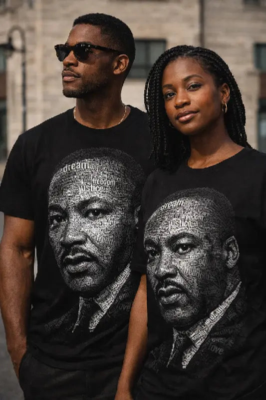 Martin Luther King Jr. Calligram Portrait T-Shirt | Equality, Justice & Freedom Graphic Tee